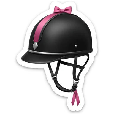 Rider helmet black matte at the back theres ribbon attached for female rider sticker