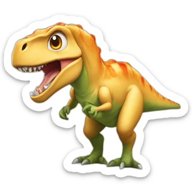 Dinosaure qui mange du poulet sticker