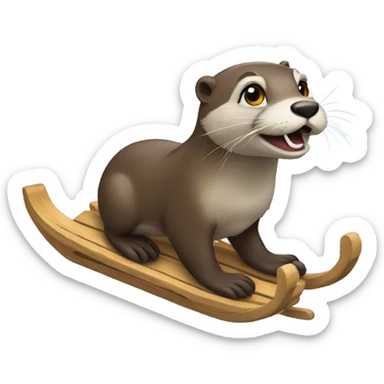 Otter sled riding sticker
