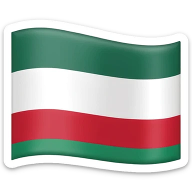 flag of Chechnya Ichkeria with simple design, green, white, red bands, thin golden stripe, no text sticker
