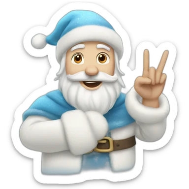 Father Frost shows hand sign of the horns sticker