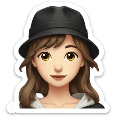 Anime style brown hair with black hat girl sticker