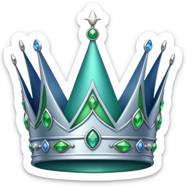 blue green and silver crown sticker