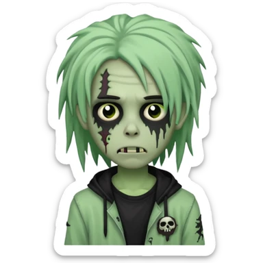 boy zombie with black dreads emo sticker