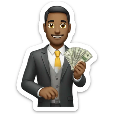 emprendedor con dinero en la mano sticker