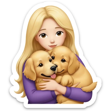 Jennie kim hugs a Golden Retriever sticker