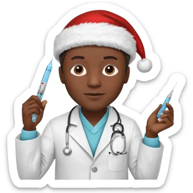 the rock vestido de doctor con una geringa en navidad sticker