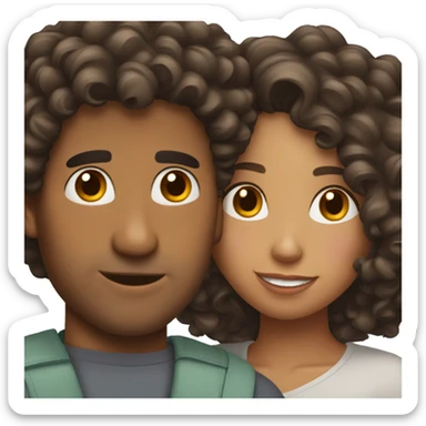Hispanic guy in love with hispanic girl with curly hair sticker