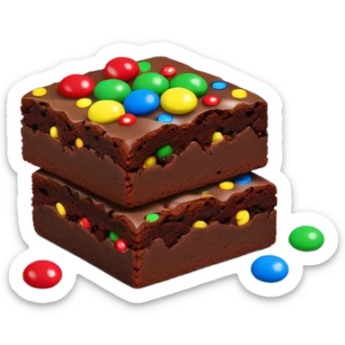 Decadent realistic brownie with mini m&m's candies sticker