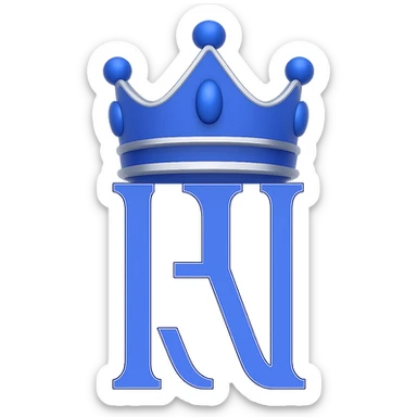 Add a royal crown on top of the Roman numeral II, keep the royal blue, white, and silver colors, in a 3D emoji style. Remove the background. sticker