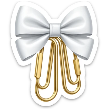 one gold paper clip with a white bow in the middle sticker
