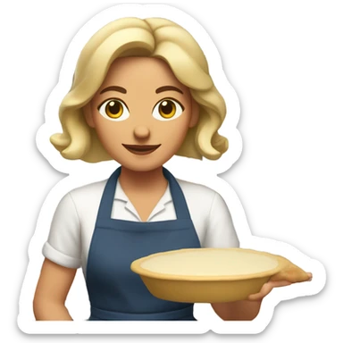 White mom baking pie sticker