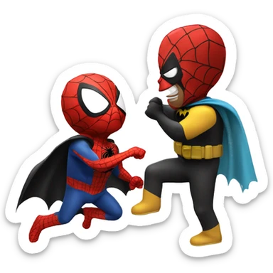 spiderman getting beat by batman sticker
