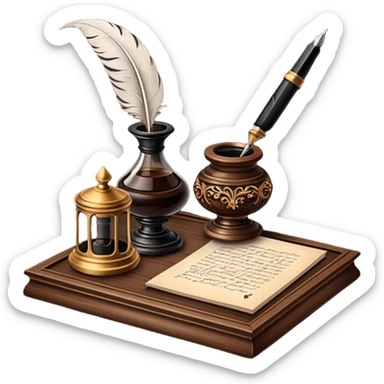 Vintage Quill + inkwell  sticker