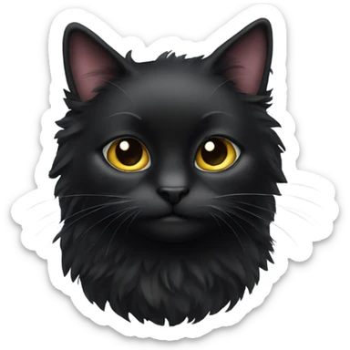 Fluffy black cat sticker