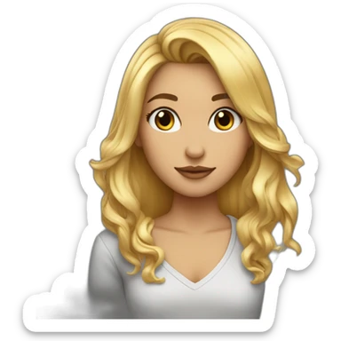 chica rubia con el pelo liso y largo con mechas californianas sin gafas con blusa negra sticker