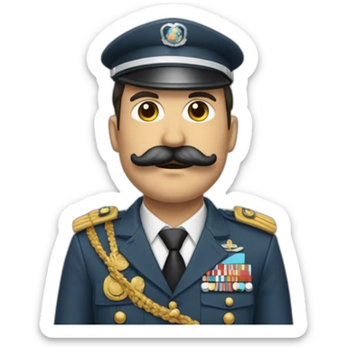 Un homme en tenue millitaire avec une moustache noir et carré sticker