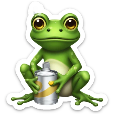 Gorgeous female Frog with a can of spray paint  sticker
