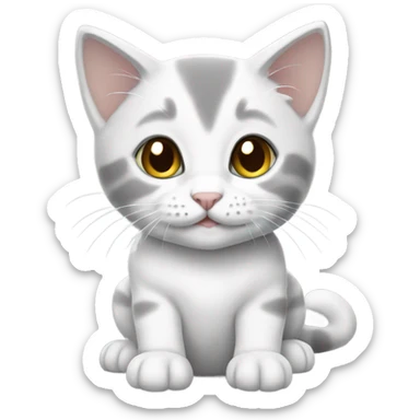 white and grey kitten sticker