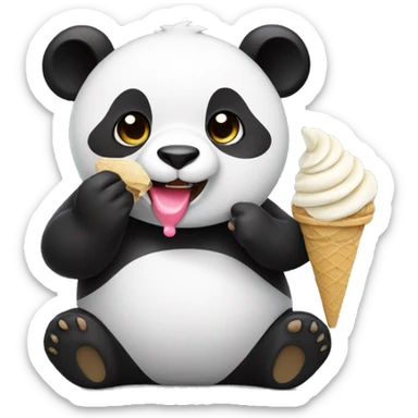 Panda eating ice cream sticker