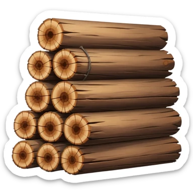 worn wood logs sticker
