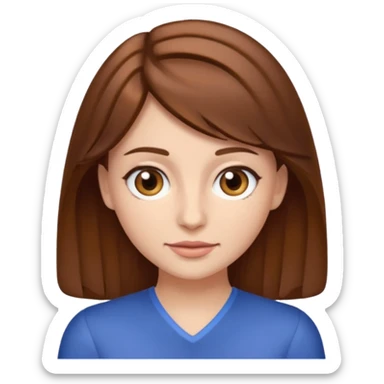 create an emoji of Sophie Sheridan in mamma Mia but with brown long hair and brown eyes sticker