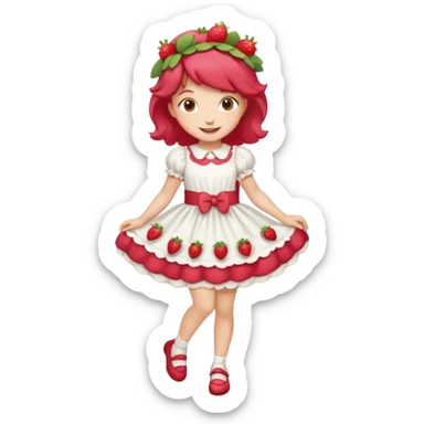 Strawberry shortcake human girl full body and legs with a strawberry barrette on her hair without a cake sticker
