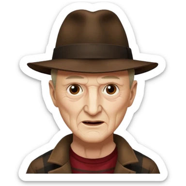 Robert Englund as Freddy Krueger with brown hat sticker