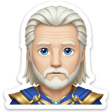 Odin with blue eyes, white hair, gold outfit sticker