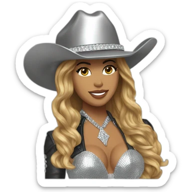 Beyoncé wear in silver cowboy on discoball horse sticker