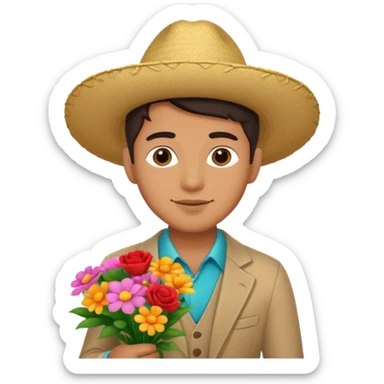 Cute Mexican guy giving you flowers always  sticker