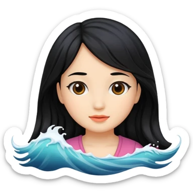 wave black hair girl 2 sticker