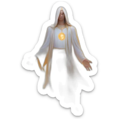 the Holy Ghost, ethereal landscape, bathed in soft, golden light reminiscent of dawn, intricately detailed wisps of energy swirling around him, creating a sense of otherworldly beauty sticker