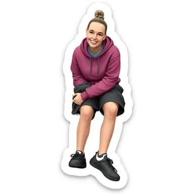 smiling girl in hoodie sticker