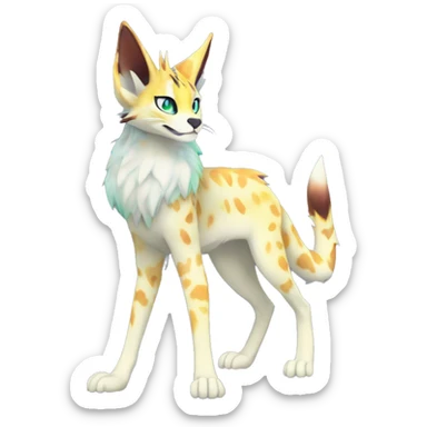 Epic Edgy Colorful ethereal eldritch Sergal-Serval-Fionbri full body sticker