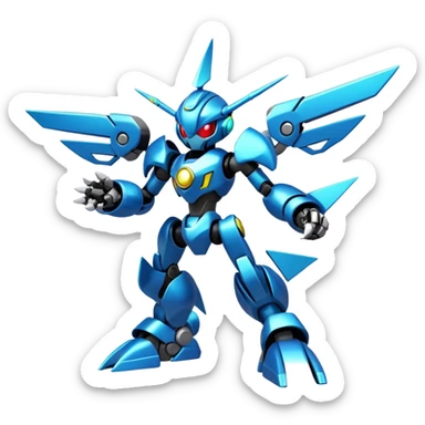 Shiny Futuristic Cool Edgy Fakemon-Pokemon-Digimon-Spectrobes-Medabot-fusion, full body sticker