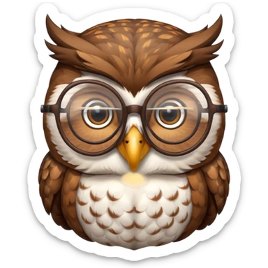 Owl with reading glasses sticker