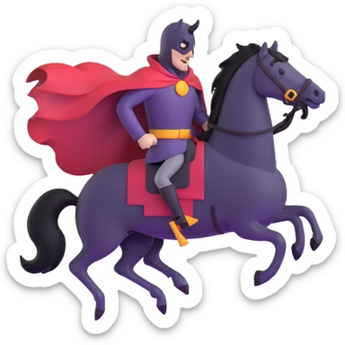 headless horseman with a tattered cape, mist swirling around sticker