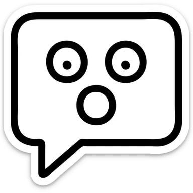 message icon with a surprised expression, clean and simple lines, modern and minimalistic sticker