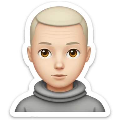 Buzz cut emoji not smiling and white skin color sticker