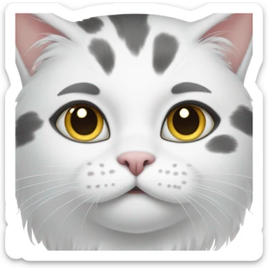 white cat with grey patches sticker