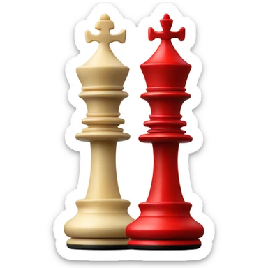 two queen chess pieces side by side one vibrant red and the other black sticker