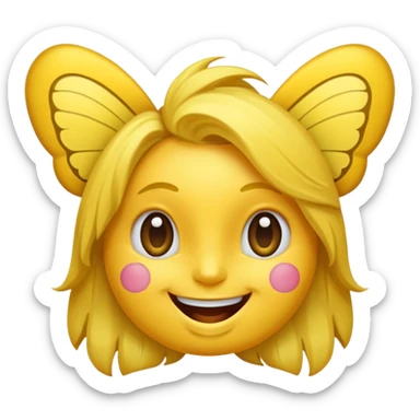 Emoji sourire avec un nœud papillon dans les cheveux sticker