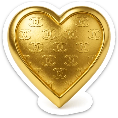Chanel heart, elegant gold icon style, with subtle Chanel logo pattern sticker