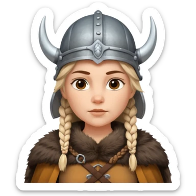 Viking woman with fur cape and helmet sticker