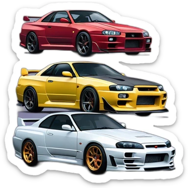 nissan skyline gtr r34 mix with toyota supra mk4 sticker