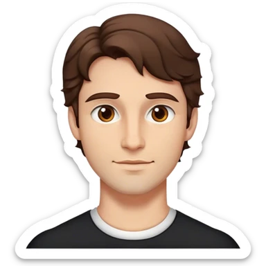 lord with short wavy brown hair, deep brown eyes, strong jawline soft smile sticker