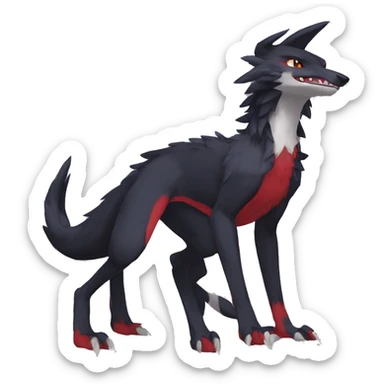 Anthro Cute cool black red nargacuga sergal animal hybrid Fakemon full body sticker