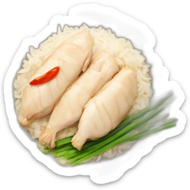 hainan chicken rice with a frown sticker