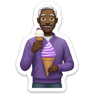 Purple man eating ice cream  sticker